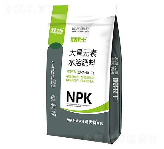 5kg大量元素水溶肥料13-7-40+TE-頤果豐-瑞優特