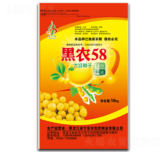 黑農58（橙）-大豆種子-宏欣種業