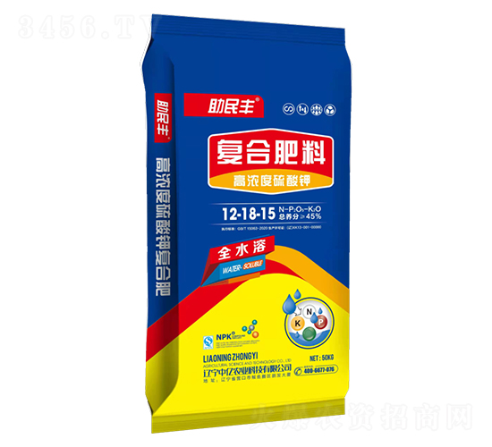 高濃度硫酸鉀復合肥料12-18-15-助民豐-中億農業