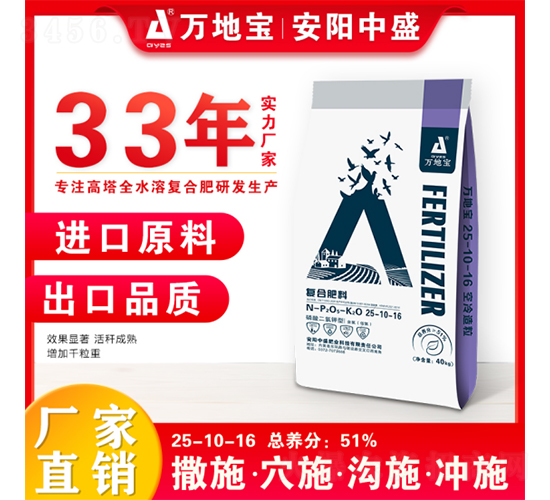 玉米復合肥高產肥料25-10-16-萬地寶-安陽中盛