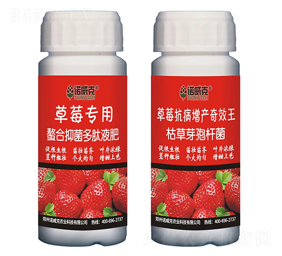 草莓專用螯合抑菌多肽液肥+草莓抗病增產奇效王-諾威克