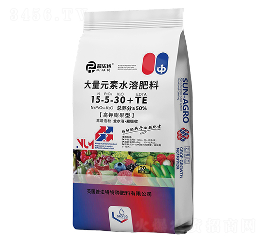 高鉀膨果型大量元素水溶肥料15-5-30+TE-普法特
